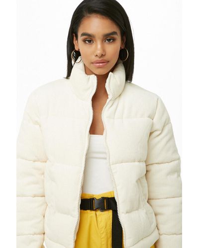 corduroy puffer jacket with hood