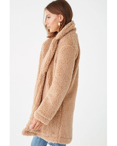 oversized camel teddy coat