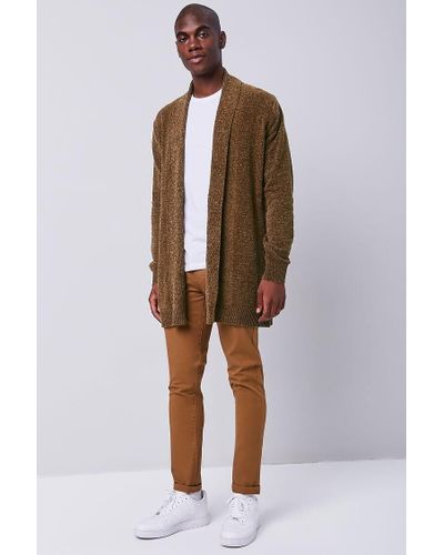 long brown knitted cardigan