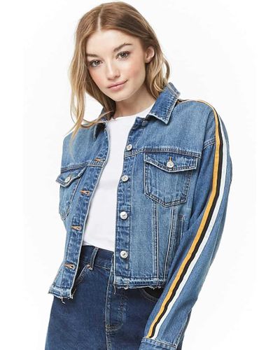 Striped-trim Denim Jacket 