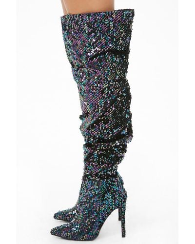 sequin knee boots