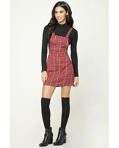 Synthetic Plaid Overall Dress ...