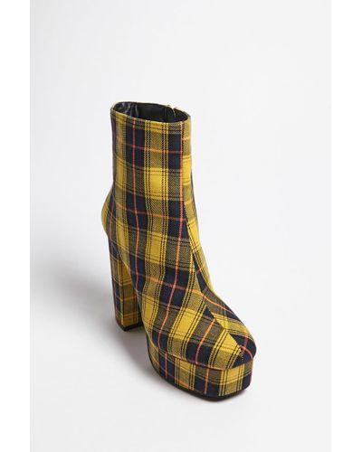 plaid platform boots
