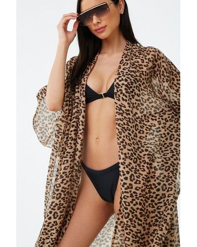 Nyttig have billedtekst Forever 21 Synthetic Vero Moda Leopard Print Swim Cover-up Kaftan in Brown  - Lyst
