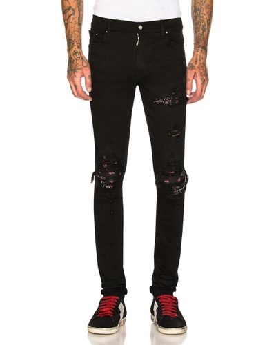 amiri black bandana jeans