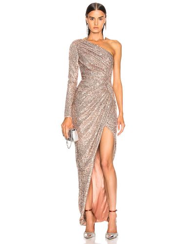 one shoulder sequin gown