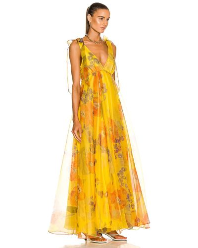 STAUD Cotton Dandelion Dress in Yellow ...