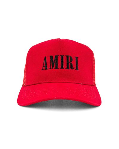 Amiri Leather Core Logo Trucker Hat in Red for Men | Lyst