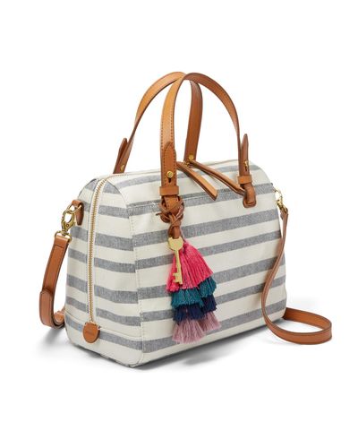 fossil rachel satchel black stripe