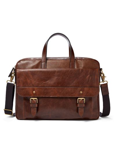 Fossil Leather Miles Work Bag in Brown for Men - Lyst