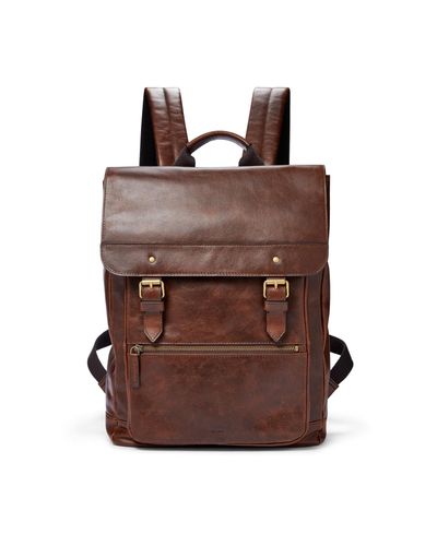 Fossil Leather Miles Backpack in Brown for Men - Lyst