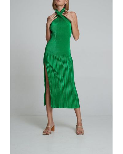 LIDEE Woman Synthetic L'idee Woman Soiree Pleated Halter Gown in Bright