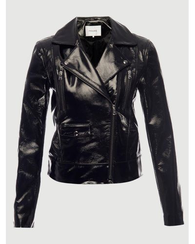 frame slick leather moto jacket