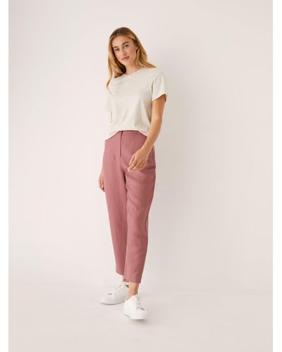 Frank And Oak The Linen Amelia Barrel Pant in Red - Lyst