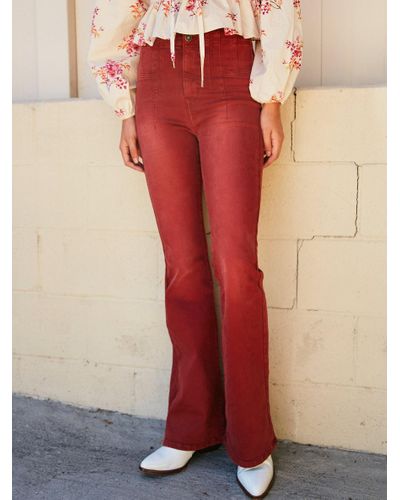 Free People Denim Jayde Flare Jeans in Red - Lyst