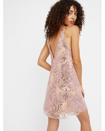 free people night shimmers mini dress blue