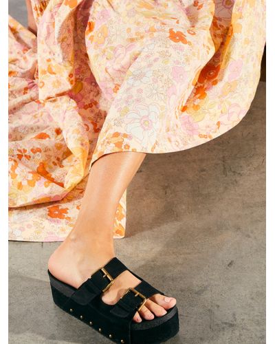 Free People Rule Breaker Flatform Sandals in Black - Lyst
