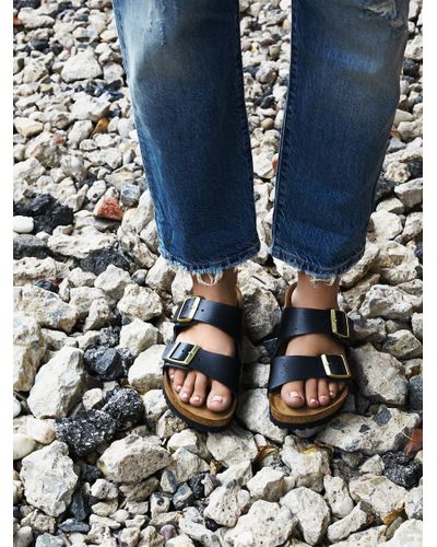 Free People Leather Arizona Gold Buckle Birkenstock in Black - Lyst