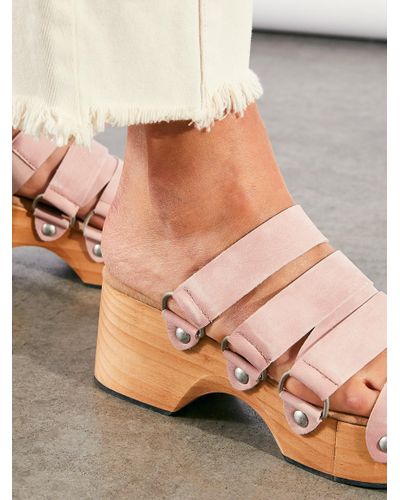 Free People Leather Virgo Strappy Clogs - Lyst