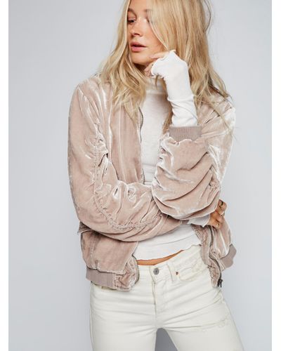 NWT Free People Ruched Velvet Bomber Jacket Retail $148