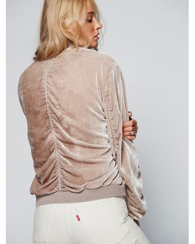 NWT Free People Ruched Velvet Bomber Jacket Retail $148