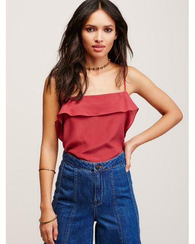 Free People Lace Summer Shine On Cami in Red - Lyst