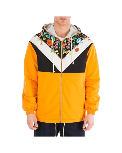 Gucci Synthetic Nylon Floral Jacket in Orange for Men | Lyst