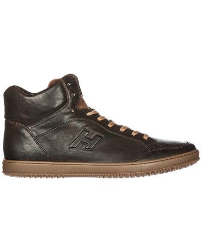 Scarpe sneakers alte uomo in pelle h168 derby mid cutHogan in Pelle da Uomo  colore Marrone | Lyst