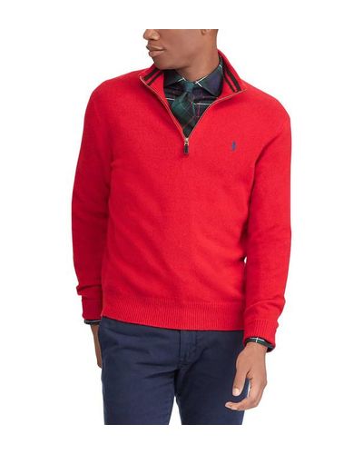 Pull à col zippé en laine et cachemire homme Polo Ralph Lauren pour homme  en coloris Rouge | Lyst