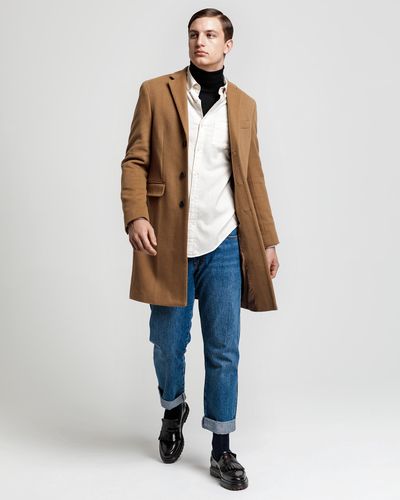 GANT Classic Wool Coat in Natural for Men - Lyst