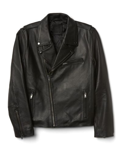 gap black leather jacket