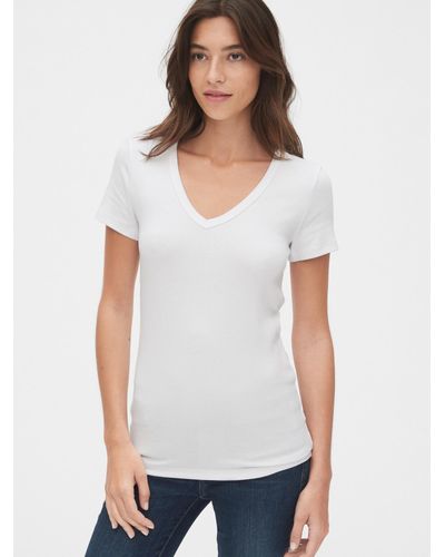 Gap Cotton Modern V-neck T-shirt in White - Lyst
