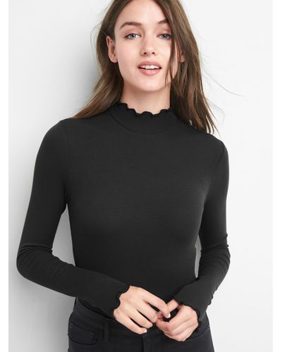 black frill turtleneck