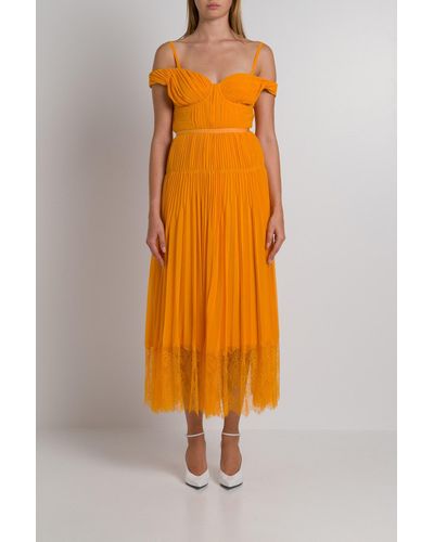 self portrait orange chiffon dress