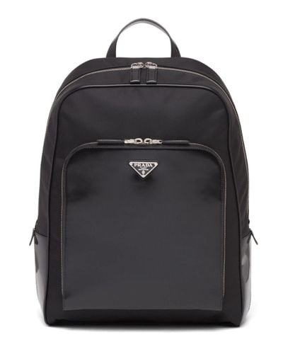 Prada Synthetic Black Re-nylon And Leather Backpack for Men - Lyst