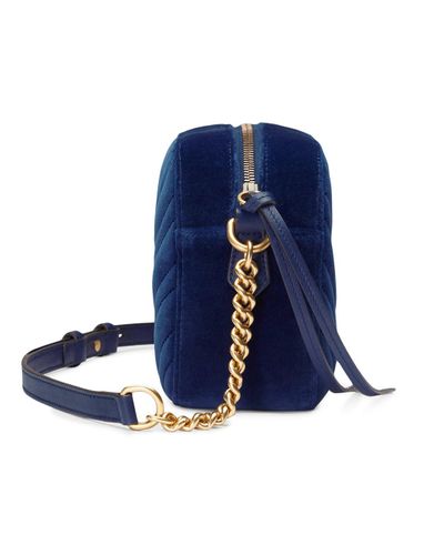 Gucci GG Marmont Velvet Small Shoulder Bag in Cobalt (Blue) - Lyst