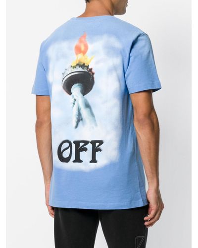 Off-White c/o Virgil Abloh Cotton Liberty T-shirt in Blue for Men 