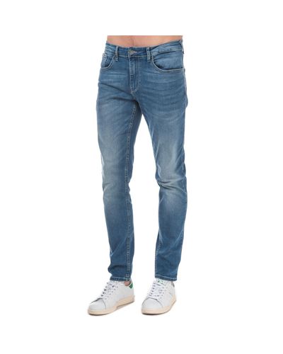 Skinny Fit Belt Zip Fly Mens Duck And Cover Pekin Slim Fit Jeans In Denim