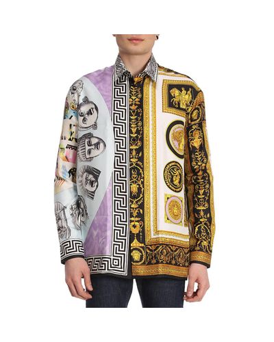 Camicia in seta con fantasia cornici e balletto di Versace da Uomo | Lyst