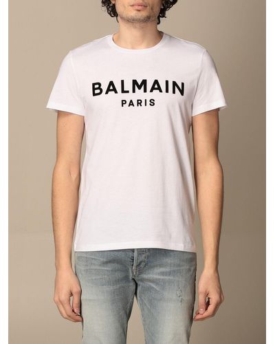 Balmain Cotton T-shirt in White 1 (White) for Men - Lyst