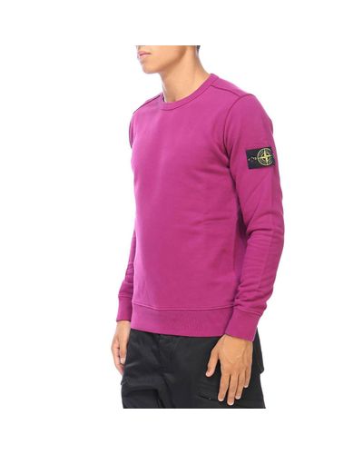 Stone Island Cotton Sweatshirt Sweater Men in Violet (Purple) for Men - Lyst