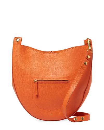 Celine Zip Calfskin Leather Hobo Bag in Orange | Lyst Canada