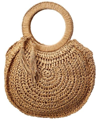 Surell Canvas Accessories Straw Circle Tote in Brown - Lyst