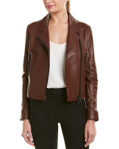 Reiss Bonded Leather Jacket in Red - Lyst