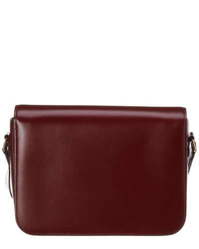 Celine Medium Triomphe Leather Shoulder Bag in Red | Lyst