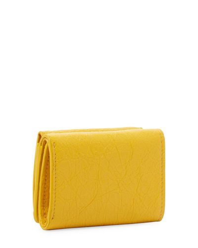 Balenciaga Classic Leather Mini Wallet in Yellow - Lyst