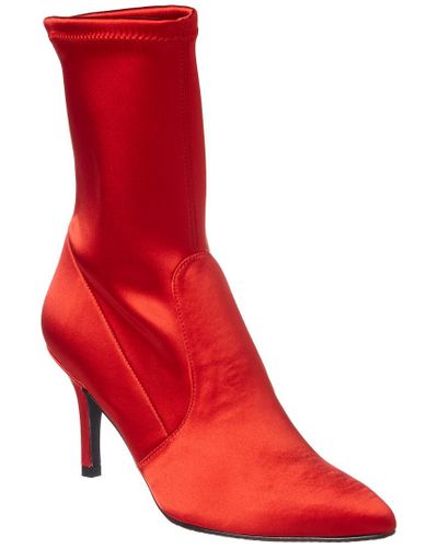 Stuart Weitzman Cling Satin Boot in Red | Lyst UK