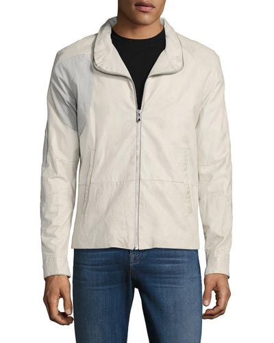 Diesel Black Gold Layston Leather Jacket In White For Men Lyst