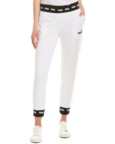 PUMA Cotton Amplified Sweatpant in White - Lyst