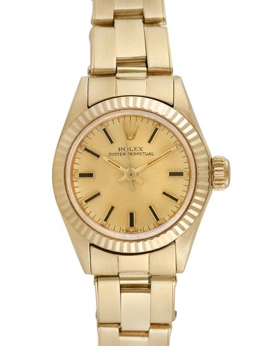 Rolex Vintage Ladies 14k Yellow Gold Oyster Perpetual Watch, 24mm in  Metallic | Lyst